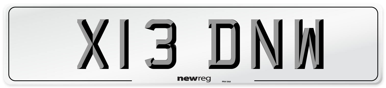 X13 DNW Number Plate from New Reg